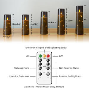 เทียน LED รูปทรงเสา 3 มิติ แบบใช้แบตเตอรี่ ให้แสงเปลวไฟกระพริบ พร้อมสายไฟประดับดาวในตัว <span class=keywords><strong>รีโมท</strong></span>คอนโทรล และตัวตั้งเวลา สำหรับตกแต่งบ้าน - Product Image 6
