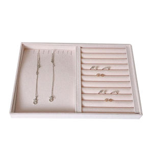 Beige Velvet Jewelry <b>Display</b> Tray Jewelry Tray Jewelry Store <b>Display</b> <b>Case</b> Watch Necklace Ring Earring Bracelet Tray - Product Image 1