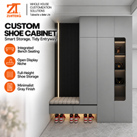 Organisateur de couloir personnalisé avec armoire à chaussures grande capacité, rangement optimisé et banquette confortable pour entrée résidentielle