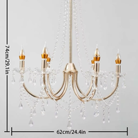 Lustre de mariage doré en fer forgé et cristal, éclairage décoratif de plafond pour scène de mariage, accessoires de mariage