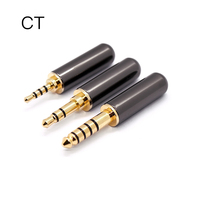 CT Headphone colokan Audio 3.5 2.5 4.4, kabel Upgrade Headphone lapis emas