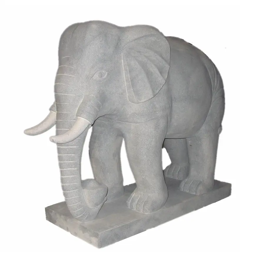Naturale Grigio Granito a Grandezza naturale Giardino Statue di Elefante di Pietra Scolpita