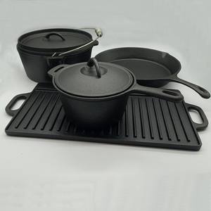 Juego de Cocina de Hierro Fundido Personalizado de 7 Piezas para Acampar al Aire Libre con Horno Holandés y Levantador de Tapa para Parrilla BBQ - Product Image 6