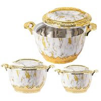 Elegante Juego de Ollas Térmicas Jumbo de 3L, 5L y 7L con Patrón de Mármol, Olla Aislada de Acero Inoxidable, Servidor de Buffet, Éxito en el Mercado Estadounidense