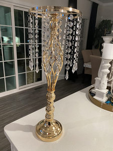 Gran oferta, centro de mesa de boda, decoraciones de mesa, jarrón dorado <span class=keywords><strong>para</strong></span> centros de mesa con cristales de araña <span class=keywords><strong>para</strong></span> eventos, <span class=keywords><strong>cumpleaños</strong></span>, decoración del hogar - Product Image 6