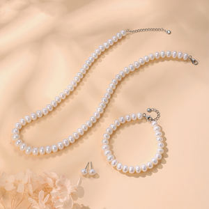 มีจำหน่ายทั้งสำหรับผู้ชายและผู้หญิง สร้อยคอและกำไลข้อมือเงินแท้ 925 ประดับมุก - Product Image 4