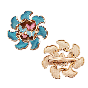 jiangc (15160) Lengua de pato con base incrustada de nácar, aleación de hoja de Ginkgo en forma de anillo - Product Image 3