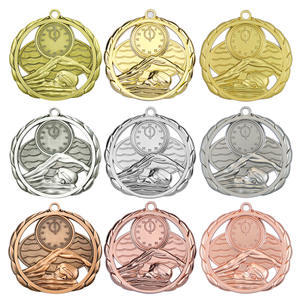 Zwem Award Medailles 1e 2e 3e Gouden Zilveren Bronzen Medailles Met Nek Linten Zwemmen Finisher Sport Metal Medailles Fabrikant - Product Image 3