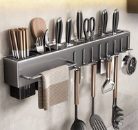 Organisateur de cuisine intelligent avec crochets en métal Support de rangement mural moderne pour ustensiles de cuisine Couteaux de cuisine à usage domestique