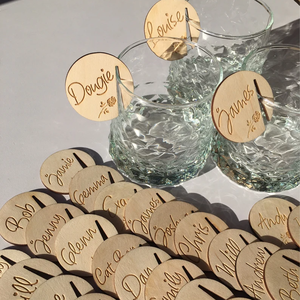 Personalized Wooden Wine/Cocktail Tags Drink Labels Place Cards - Party Supplies for Wedding Anniversary Birthday