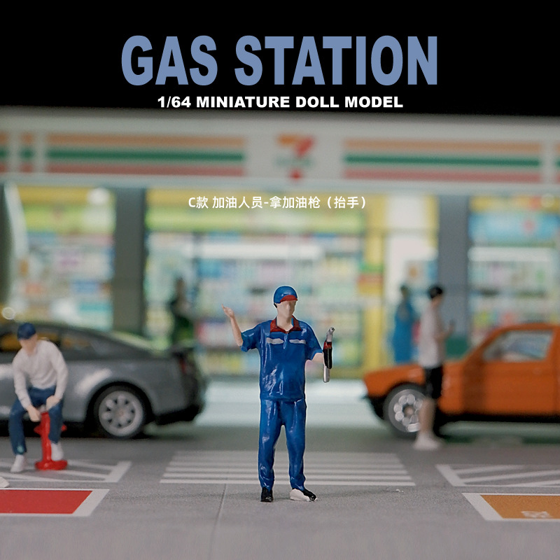 Addetto alla pompa del carburante in scala 1:64 (solleva la mano)