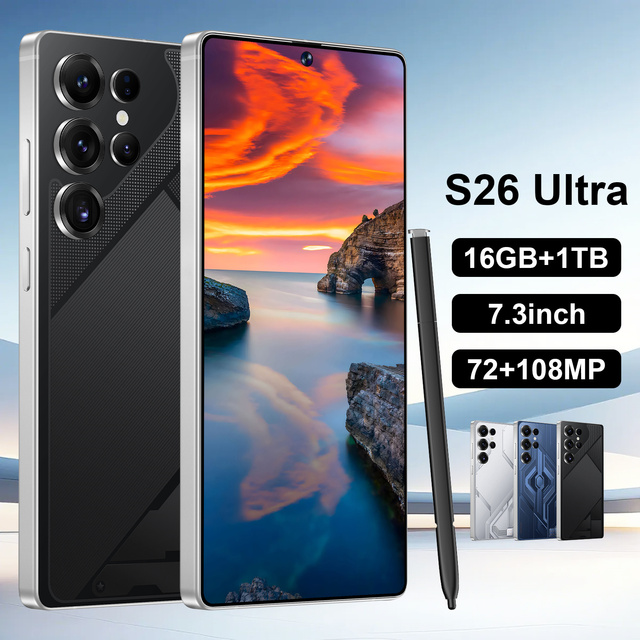 5G S26 Ultra Premium Smartphone 7.3 Inch 16Gb+1TB 108MP 8000mah Android 14 Face Unlock Fast Charging Wholesale Smartphones