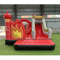 Toboggan gonflable EN 14960 pour pompiers, châteaux gonflables commerciaux pour enfants en forme de camion de pompiers