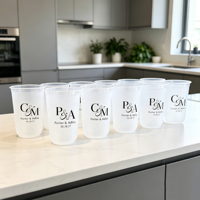 Gobelets en plastique PET en forme de U pour boissons froides, jus, soda, café glacé, avec impression de logo personnalisée, 90/95/98 mm, 12/14/16/20/24 oz, 500 ml, 700 ml, pour mariage