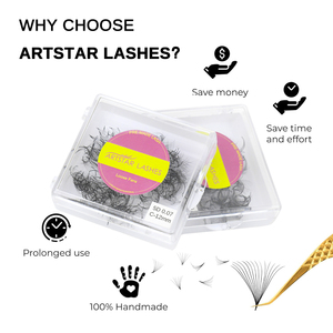 Abanicos de pestañas sueltas Super Matte Black 20D Hechos a mano 500 Fans Pro Curl Loose Narrow Promade Lashes - Product Image 2