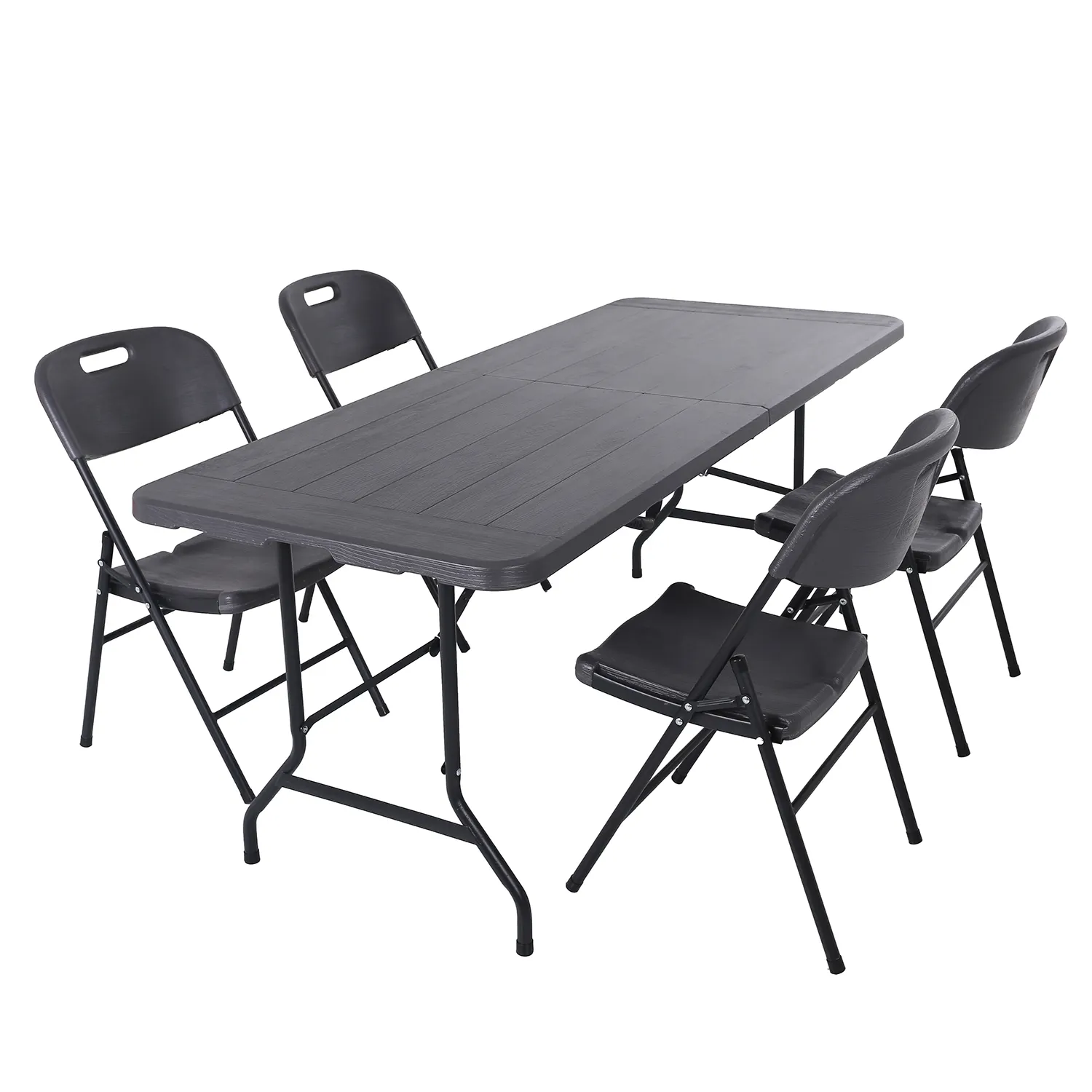 Portable Black Fold-in-Half Folding Table 6Ft New Portable Office Centerfold Table Multipurpose Plastic Rectangle Table