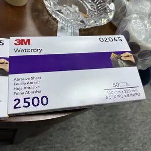 3M 02045 carta vetrata Wetordry, 2500 graniglia, 5.5.X9 in (50 fogli) foglio abrasivo per vernice trasparente in plastica trasparente