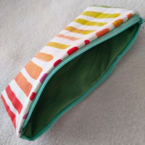Custom Eco-Friendly Foldable Rainbow Striped Makeup Bag Portable Travel Ladies Cotton Canvas for Pouches Zip <b>Storage</b> Boho - Product Image 2
