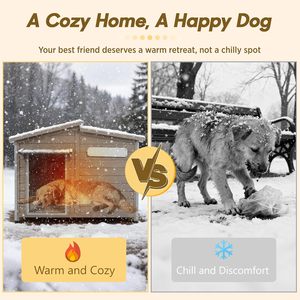 Outdoor Wooden Dog House for <b>Small</b> & Medium Dogs, Weatherproof Kennel with Openable Roof Window Chew-Resistant Frame - Product Image 5