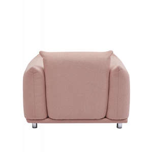 Chaise d'appoint pour canapé simple Sherpa pour chambre et salon 42 "W cuir rose et tissu avec ensemble de remplissage en bois et éponge - Product Image 2