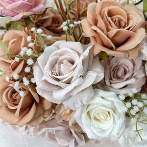 พวงหรีดดอกกุหลาบสีชมพูทำมือคุณภาพสูงจากผ้าไหม สำหรับตกแต่งงานแต่งงาน งานอีเว้นท์ และตกแต่งโต๊ะกลาง - Product Image 5