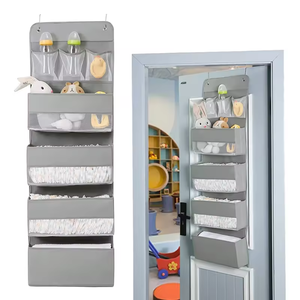 Organisateur de rangement mural personnalisé avec 4 grandes poches et 3 petites poches en filet Sac de rangement pliable au-dessus de la porte avec crochet - Product Image 1