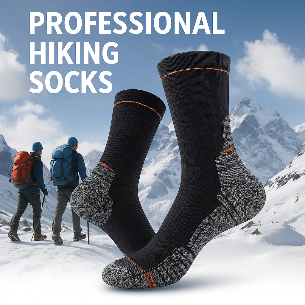 Custom Merino Wool Hiking Socks with Cushion Anti Odor and Blister Protection for Winter Trekking