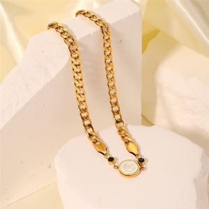 Collier en acier inoxydable plaqué or 18 carats, pendentif rond vintage portrait <span class=keywords><strong>Maya</strong></span>, chaîne épaisse, colliers exagérés pour la clavicule - Product Image 3