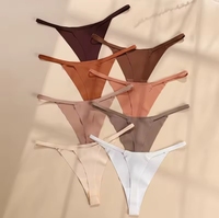 Vente en gros, string tangas taille basse sans couture multicolore, Bikini sexy Xxxx, culotte à l'arrière en T pour fille, sous-vêtements en G-string en soie de glace douce pour femmes
