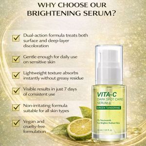 High Quality Wholesale Private Label 30ML Glowin <strong>Green</strong> <strong>Tangerine</strong> 5% Niacinamide <strong>Vita</strong> <strong>C</strong> Skin Care <strong>Serum</strong> <strong>Dark</strong> <strong>Spot</strong> Care Treatment - Product Image 4
