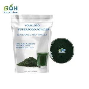 GOH Fabricante de suministro de verduras orgánicas Superfood Juiced Blend Powder con Spirulina Chlorella Wheat Grass Kale
