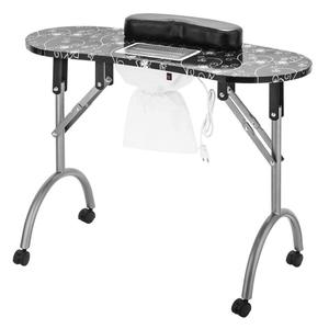 Portable Manicure <b>Table</b> Modern Minimalist Black Manicure <b>Table</b> with Wheels That Can Be <b>Folded</b> Complimentary Storage Bag - Product Image 1