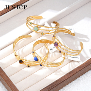 Bracelets OEM/ODM personnalisés en acier inoxydable étanche plaqué or, bijoux de mode hypoallergéniques pour femmes Justop Spot - Product Image 5