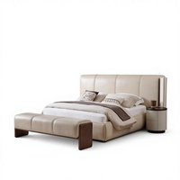 Hochwertiges Echtleder-Doppelbett mit Kiefernholzrahmen Modernes Design Herkunftsort CN/SIC