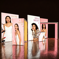 Stands de stand d'exposition en tissu avec comptoir pop-up rectangulaire, comptoir pliable pour salon professionnel, table de stand pop-up avec éclairage LED