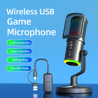 SU9 Kabelloses USB-Kondensatormikrofon 2,4G RGB Gaming-Mikrofon mit Geräuschunterdrückung und Echo für PC Live-Streaming Aufnahme
