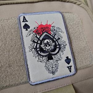 Parche de tarjeta de muerte bordado DIY, insignia Rectangular de pala negra con gancho y accesorio de bucle, bucle de aro - Product Image 2