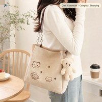 Tas Jinjing Nilon Ringan dan Tahan Lama, Tas Selempang Bordir Kucing Kawaii untuk Belanja, Grosir Langsung Pabrik MOQ Rendah Custom