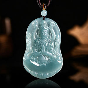 หยกธรรมชาติหยกน้ำสีฟ้าจี้พระโพธิสัตว์พันมือ ของขวัญสำหรับทุกเพศ พร้อมใบรับรองการประเมิน GY77 - Product Image 1