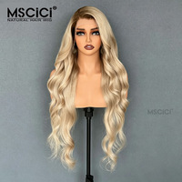 Perruque frontale transparente HD 13x6 invisible, cheveux vierges Remy cambodgiens, ondulés, beige blond, racine ombrée, sans colle, 100% cheveux humains