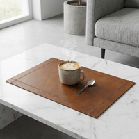 Set de table carré en cuir PU écologique, réutilisable, résistant à la chaleur, antidérapant, pour la maison, l'hôtel, la restauration, la table à manger, personnalisable