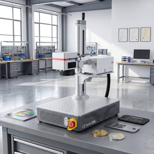 High Speed Fiber Laser Marking Machine Including Air Cooling System And Digital Control Panel Designed For Stainless Steel