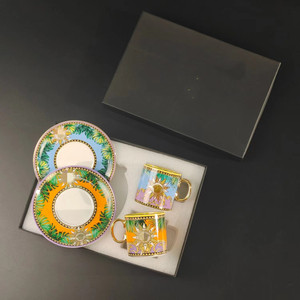 European Bone Porcelain Coffee Cups Ceramic Tea Cup Gold Painted Light Luxury Gift <b>Box</b> Packaging Wholesale for Restaurant - Product Image 3