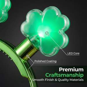 عصابة رأس بلاستيكية مضيئة على شكل ورقة البرسيم رباعية الأوراق لحفلات عيد القديس باتريك - Product Image 4