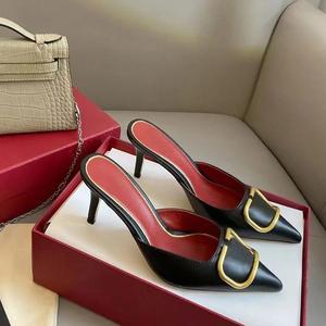 Sandales de luxe à talon bas, talons aiguilles sexy, semelle intérieure en PU pour mariages, fêtes, chaussures printemps-été - Product Image 4