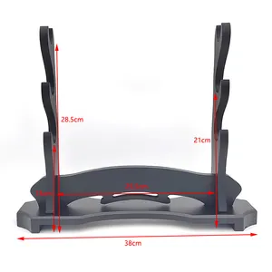 新しいスタイルの取り外し可能な台座3層木製刀スタンド装飾用
