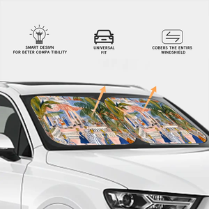 ที่บังแดดด้านหน้ากระจก2ชิ้นสไตล์ธุรกิจผ้าพับได้วัสดุไนลอนหนัง - Product Image 1