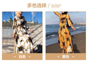 Nuevo Muslimabaya mujeres musulmanas vestido Turkeyog mujer impresión Digital encaje moda Slim Abaya tela - Product Image 6