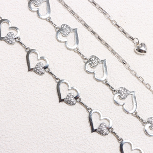 โซ่คาดเอวรูปหัวใจสีเงิน ดีไซน์โปร่ง โซ่โลหะสำหรับผู้หญิง ตกแต่งชุดเดรสงานปาร์ตี้ สีเงินทิเบต แบบพันรอบตัว - Product Image 4