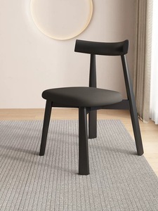 Chaise de salle à manger nordique en bois massif, fauteuil moderne de luxe léger pour hôtel et maison, chaise à dossier noir, tabouret de <span class=keywords><strong>bar</strong></span> L035 - Product Image 3
